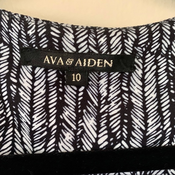 Ava & Aiden Black and White Wrap Dress - Picture 4 of 6